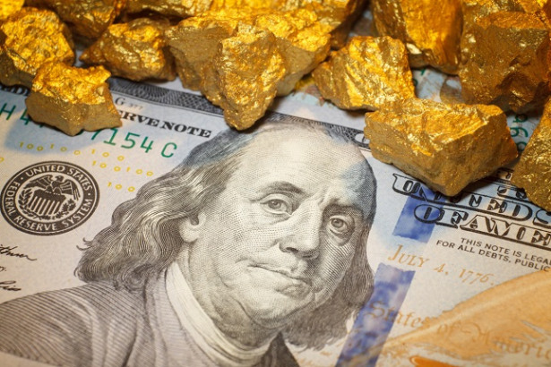 mound gold and dollar bill, finance concept