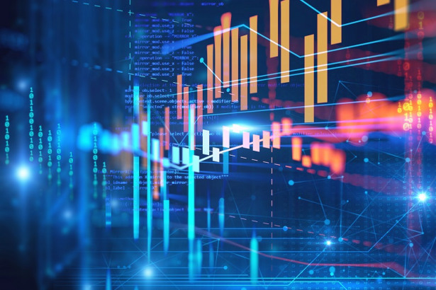 technical financial graph on technology abstract background