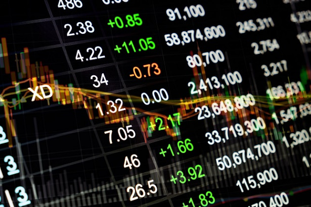 Stock market chart, Stock market data on LED display concept