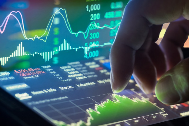 Stock market indicator and financial data view from LED. Double
