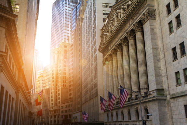 Historic buildings of the financial district in lower Manhattan, New York City