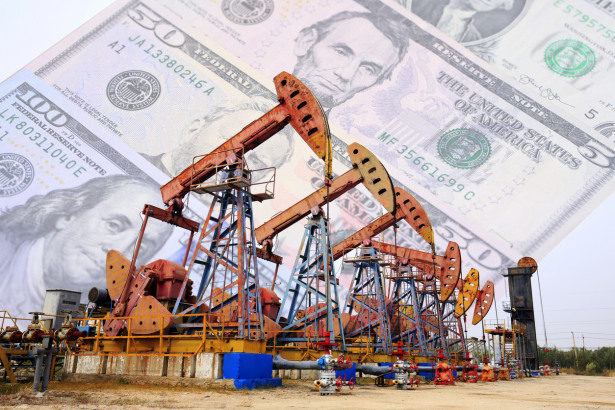 Dollars and oil pumps