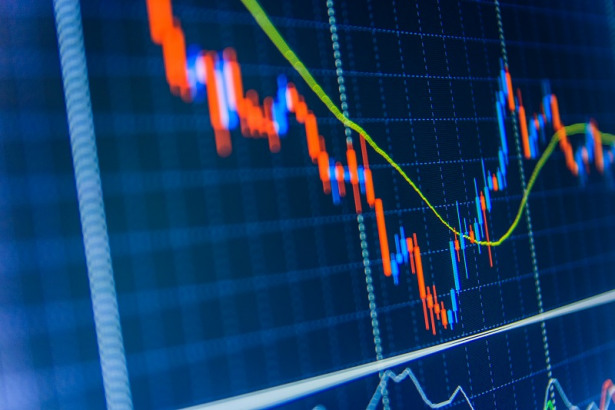 Stock market graph and bar chart price display