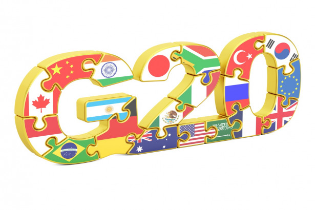 G20 from puzzles concept, 3D rendering