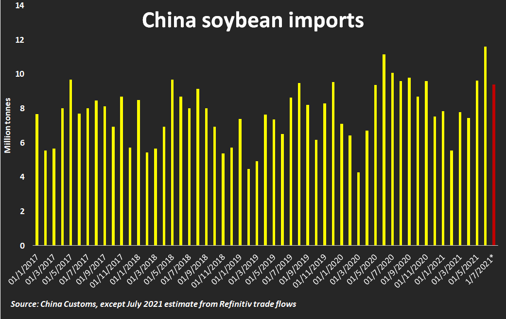 China soybean imports –