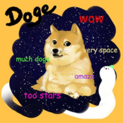 doge in a memes world logo
