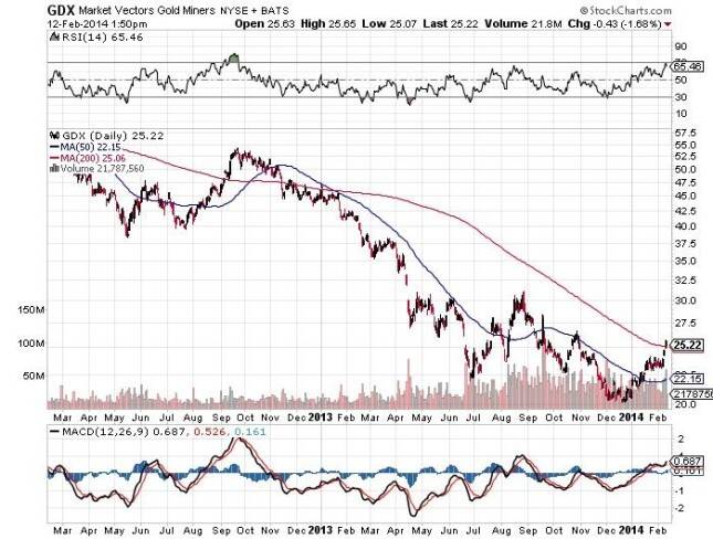 Market Vectors Gold Miners NYSE Chart