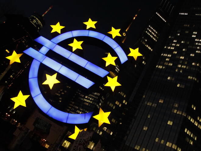 A sculpCentral Banks Take Center Stageture showing the Euro currency sign is seen in front of the European Central Bank (ECB) headquarters in Frankfurt