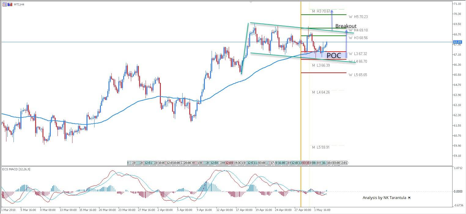 WTI Bullish Flag on 4H Time frame