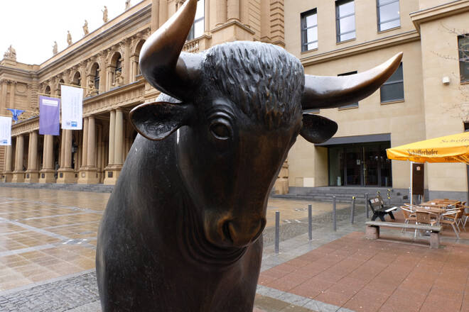 Frankfurt Stock Exchange with Bull