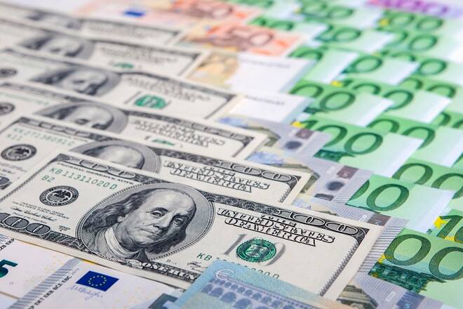 Currency Concept: Closeup of European and the US Hard Currencies Together.