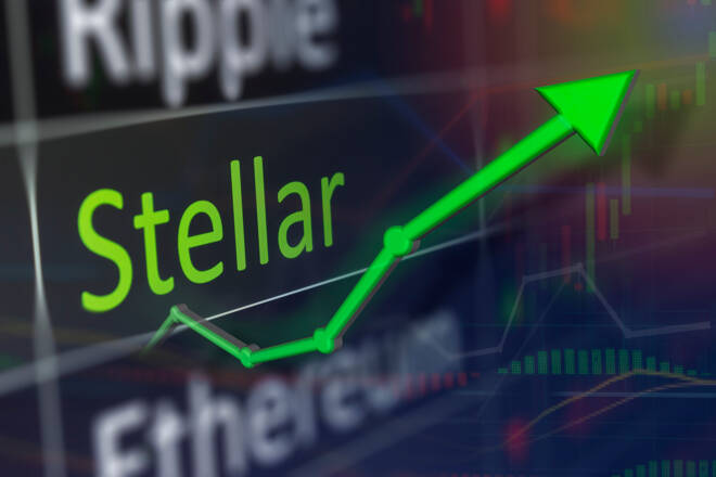 XLM values of stellar and buying crypto currency on the exchange. Copy space.