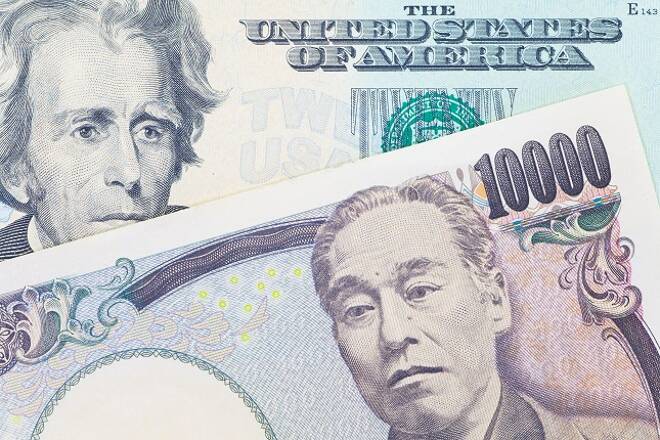 Japanese yen currency and dollar bank note