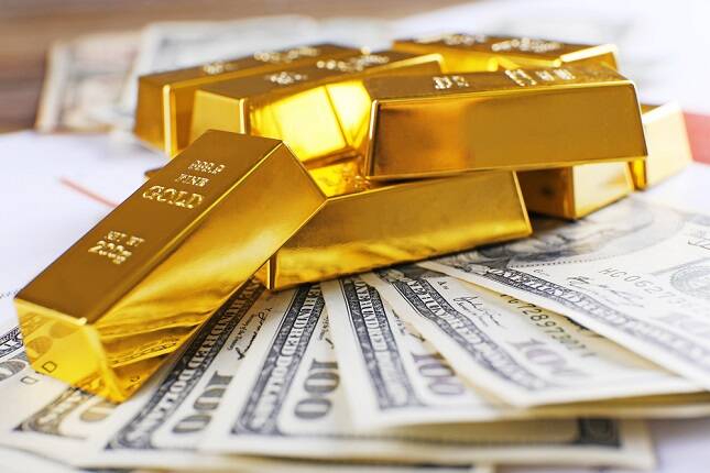 Gold Bars and Dollar