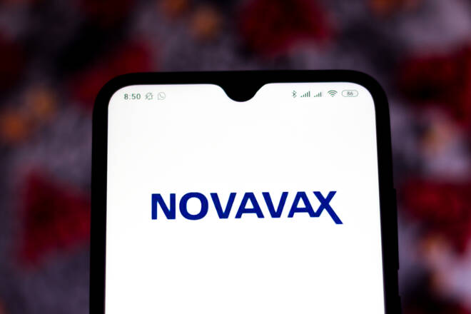 March 31, 2020, Brazil. In this photo illustration Novavax logo is seen displayed on a smartphone.