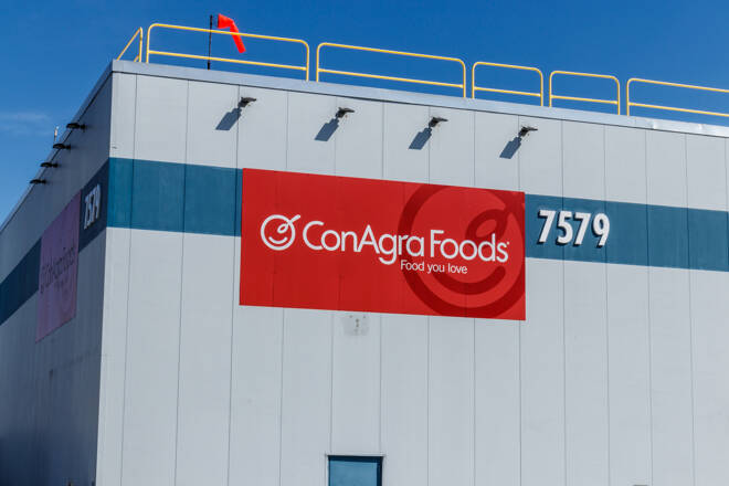 Indianapolis - Circa March 2018: ConAgra Brands manufacturing plant. ConAgra makes over 60 brands of food including Chef Boyardee, Jiffy Pop and Slim Jim I