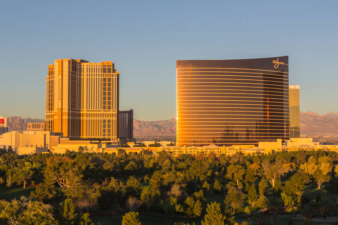 Dawn Light on Palazzo and Wynn Resorts in Las Vegas