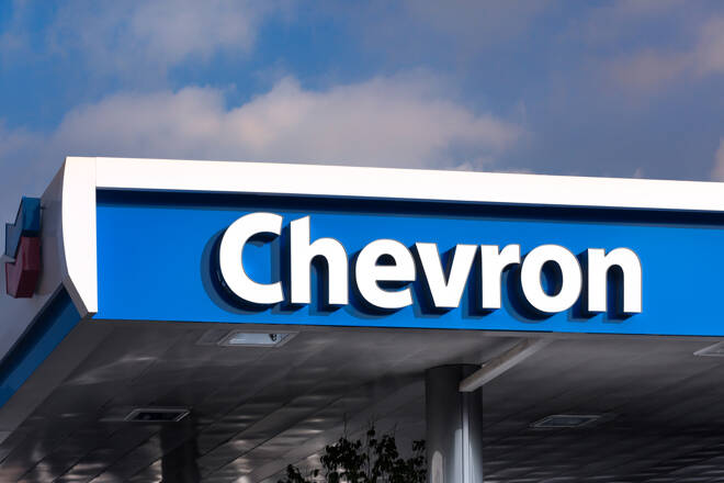 Chevron Gas Station Canopy and Sign