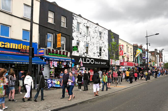 Camden Street in London. Camden Market and streets nearby are the fourth-most popular visitor attraction in London, attracting approximately 100,000 people each weekend