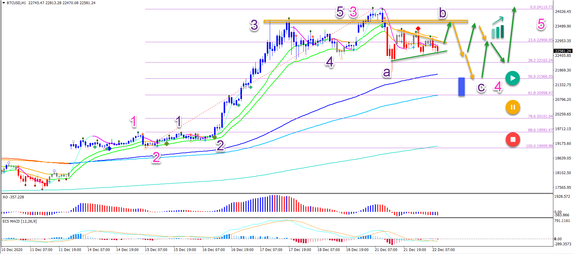 BTC/USD 21.12.2020 1 hour chart