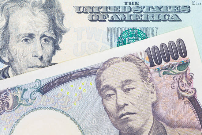 Japanese yen currency and dollar bank note use for currency concept