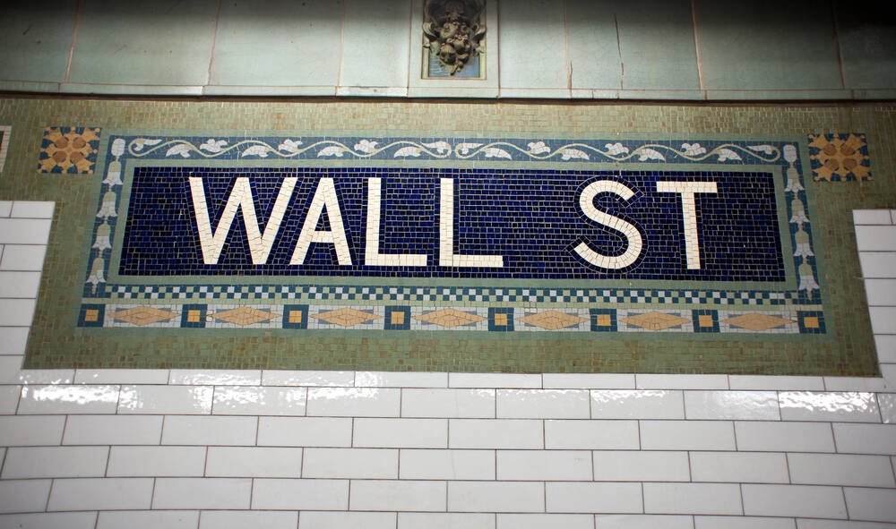 Wall street subway sign tile pattern in New York City Manhattan