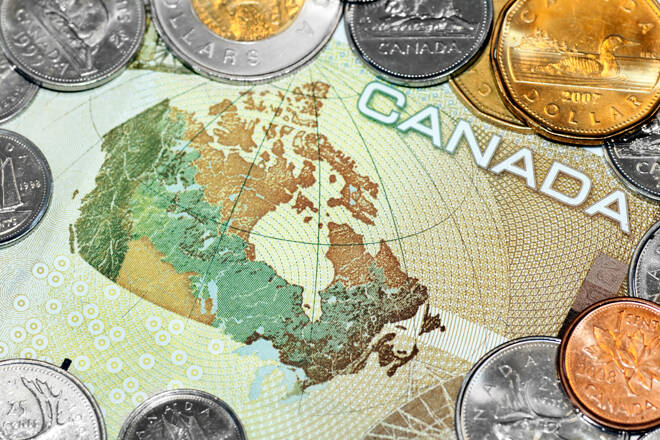 Map of Canada on money bill