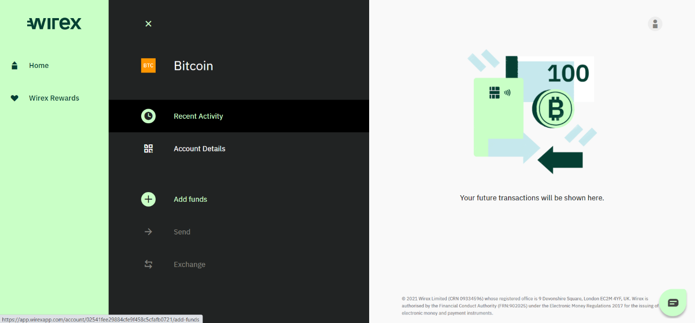 Wirex. Bitcoin Wallet app on Google Play Store website displayed