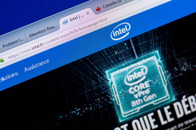 Ryazan, Russia - May 08, 2018: Intel website on the display of PC, url - Intel.fr.