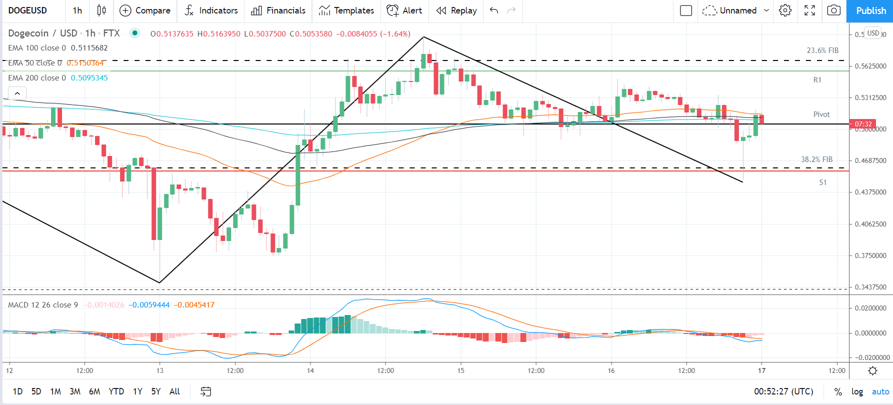DOGEUSD 170521 Hourly Chart