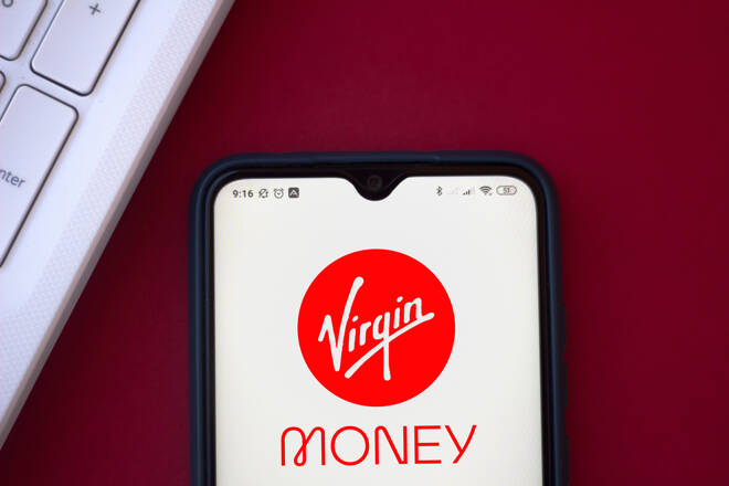 September 23, 2020, Brazil. In this photo illustration the Virgin Money logo seen displayed on a smartphone