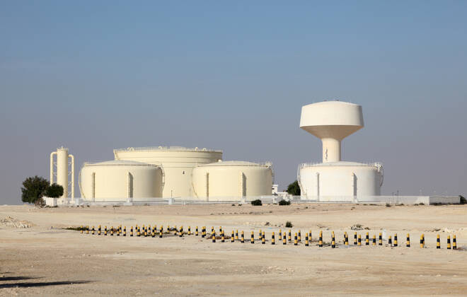 Oil storage tanks in Bahrain, Middle East
