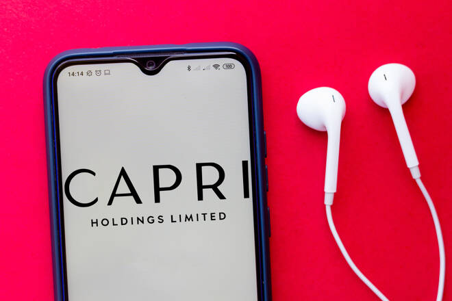 July 13, 2020, Brazil. In this photo illustration the Capri Holdings Limited logo seen displayed on a smartphone.
