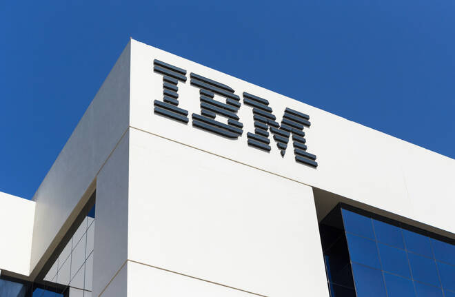 Sign of IBM on the office building in Dubai