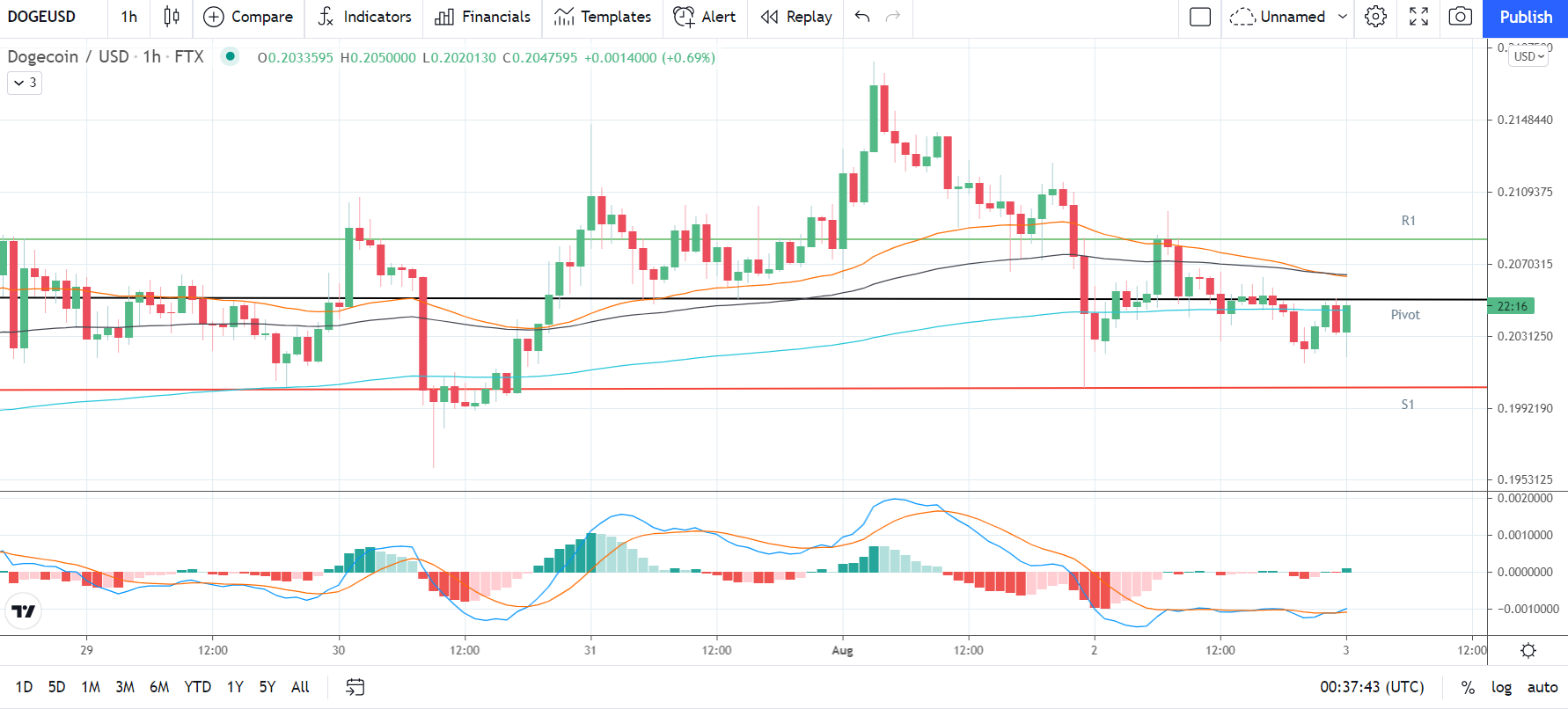 DOGEUSD 030821 Hourly Chart