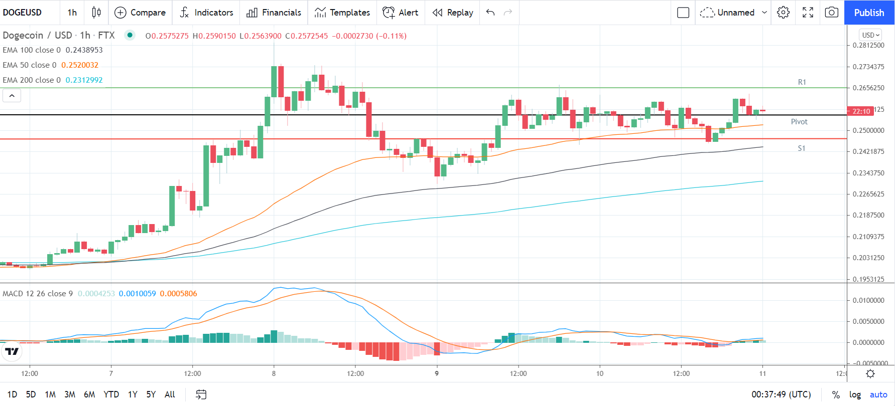 DOGEUSD 110821 Hourly Chart