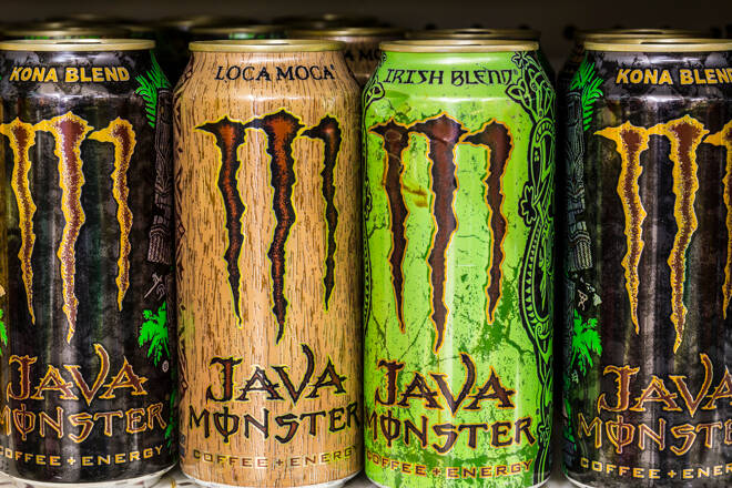 Indianapolis - Circa August 2016: Monster Beverage Display. Monster Corporation manufactures energy drinks including Monster Energy II