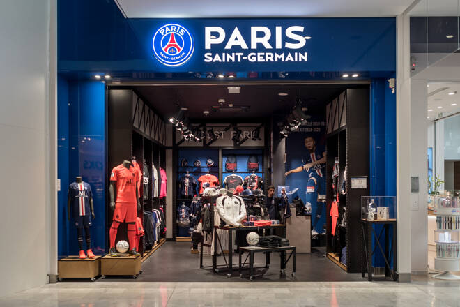 PARIS Saint Germain football club store in Roissy Charles de Gaulle Airport France 10.10.19