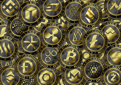 Cardano cryptocurrency token symbol, ADA coin icon in circle with pcb on  gold backgroundDigital gold in techno style for website or banner Stock  Photo - Alamy