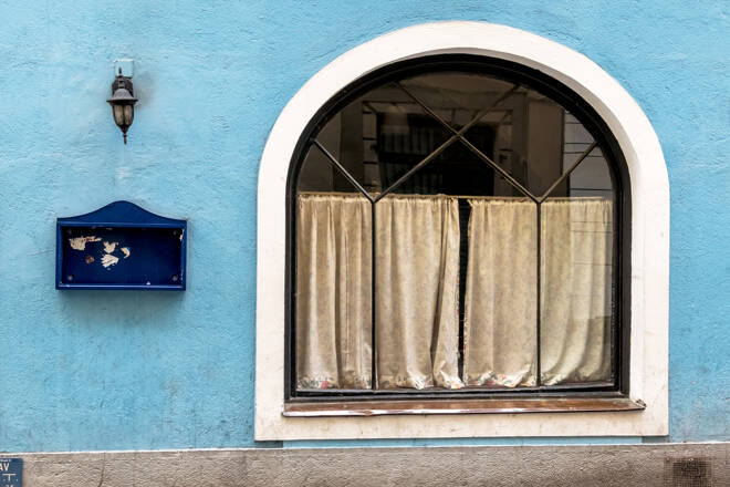 closed inn blue facade