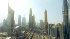 DUBAI, UNITED ARAB EMIRATES - DECEMBER 30, 2019. Aerial shot of the Trade Centre, a business district of Dubai