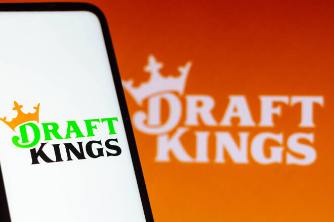 September 22, 2021, Brazil. In this photo illustration the DraftKings logo seen displayed on a smartphone