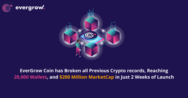 EverGrow Coin has Broken all Previous Crypto records, Reaching 20,000 Holders, and $200 Million MarketCap in Just 2 Weeks of Launch