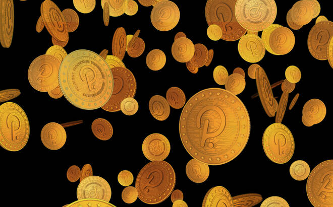 Polkadot cryptocurrency symbol golden coin fxempire