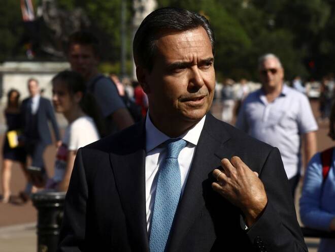 Antonio Horta Osorio, CEO of Lloyds Banking Group, arrives at a garden party at Buckingham Palace, London