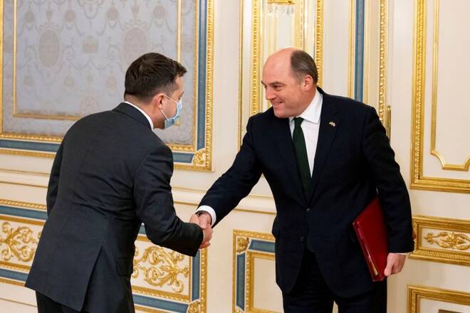 Ukraine's President Volodymyr Zelenskiy meets with Britain's Defence Secretary Ben Wallace in Kyiv