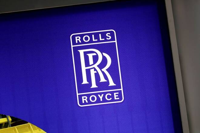 The logo of Rolls-Royce is pictured at the World Nuclear Exhibition (WNE), the trade fair event for the global nuclear community in Villepinte near Paris