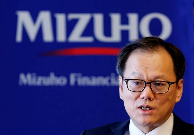 Mizuho Financial Group's Chief Executive Officer Tatsufumi Sakai attends an interview with Reuters at the company's headquarters in Tokyo