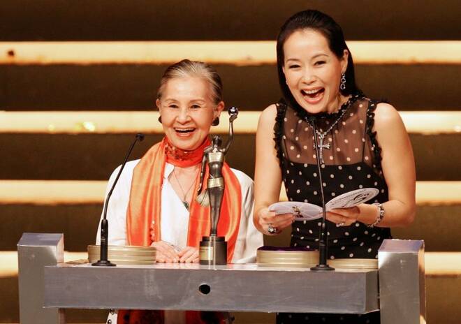 Japanese movie costume designer Wada and Hong Kong actress Yip at the Hong Kong Film Awards in 2006