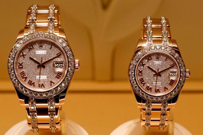 Rolex Datejust watches displayed at the Baselworld Watch and Jewellery Show in Basel